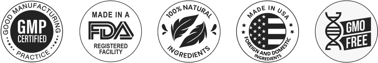 Insufend certifications — Made in USA, GMP Certified, FDA Registered, 100% Natural, Non-GMO