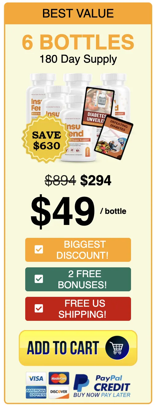Buy Insufend 6 bottles — best value blood sugar supplement
